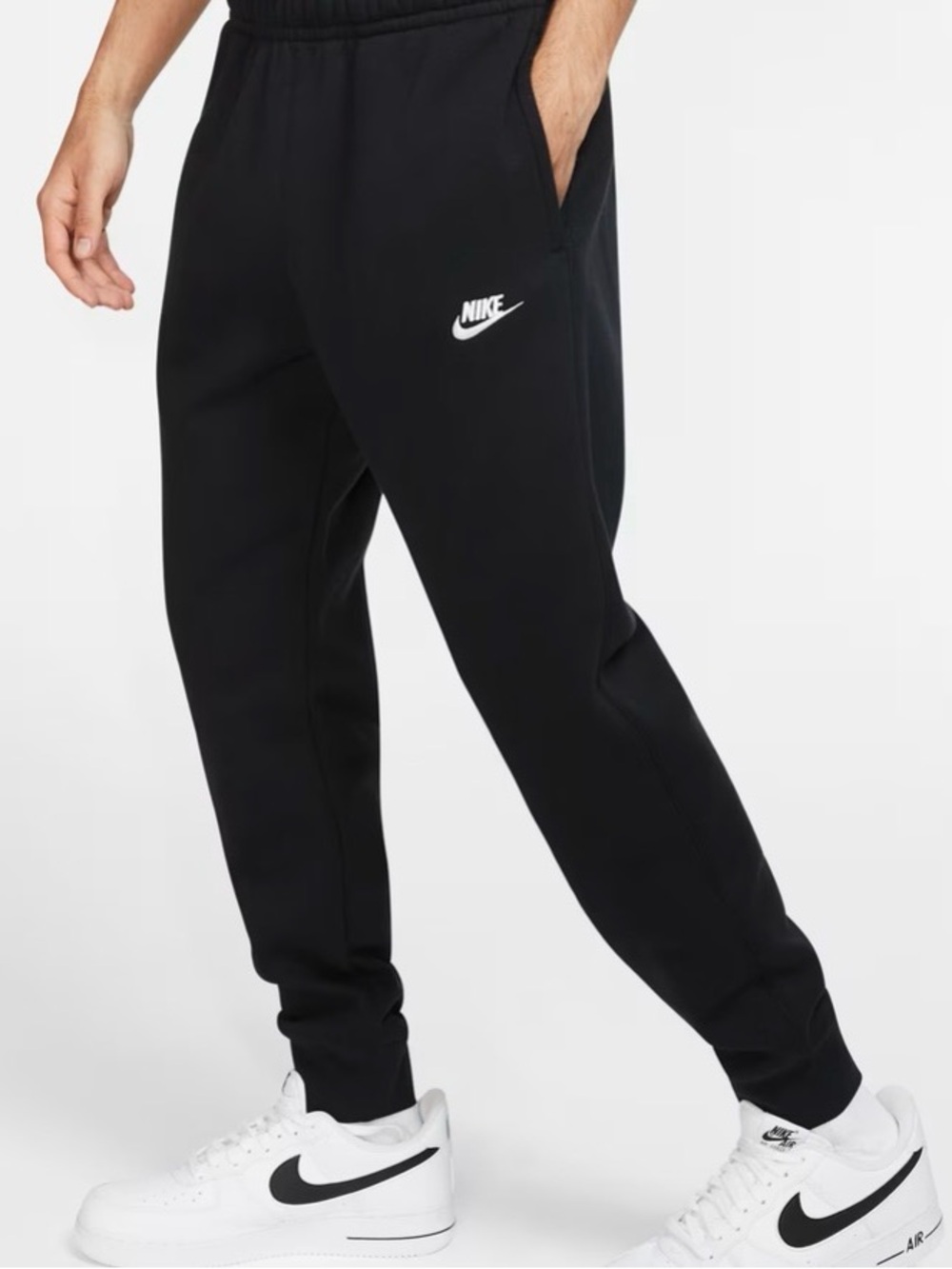 Nike Men's Black Fleece Club Joggers with Swoosh Size L